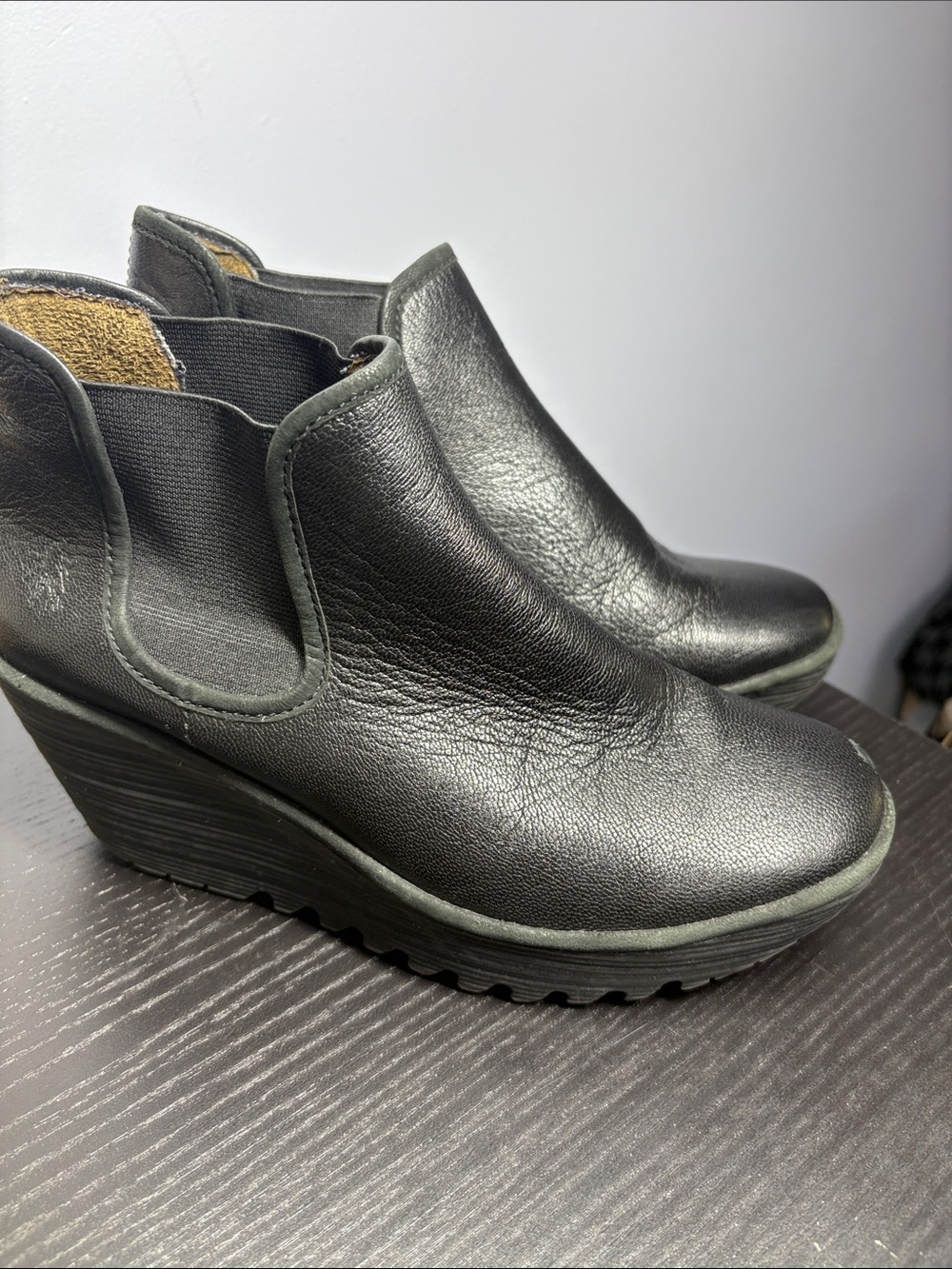 Fly London Black Wedge Ankle Boots